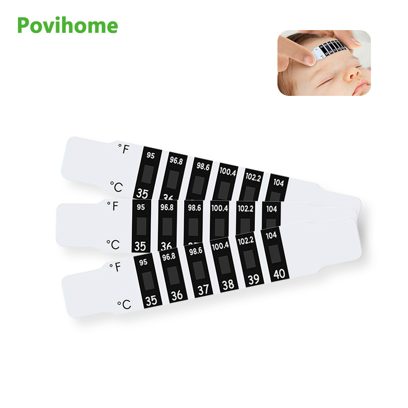 Temperature Strip Thermometer - 5pcs เด็กหน้าผากอุณหภูมิวัดสติกเกอร์สีเปลี่ยนแถบจอแสดงผลการเปลี่ยนสีเครื่องวัดอุณหภูมิ Health Care C2091