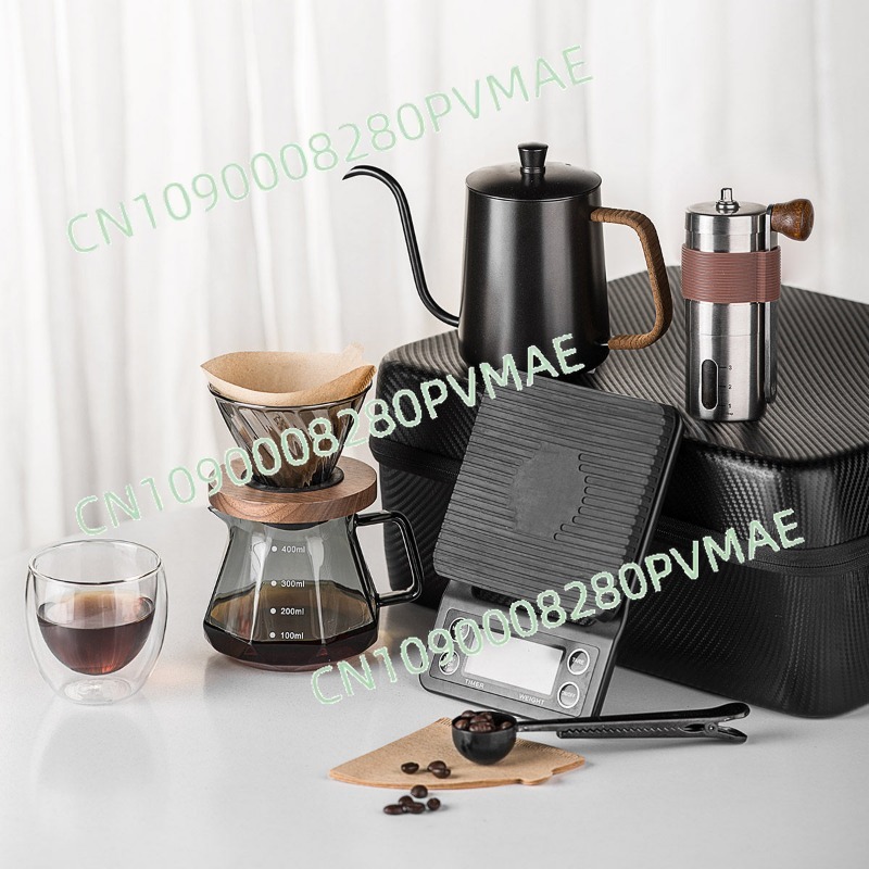 Coffee Equipment Gift - ชุดกาแฟดริปแบบพกพา สำหรับตั้งแคมป์กลางแจ้ง พร้อมอุปกรณ์ครบชุดในกล่องของขวัญแบบกระเป๋าเดินทาง