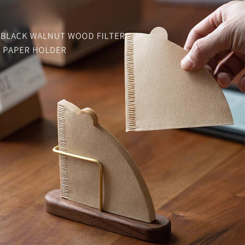 Coffee Equipment Filter - ชั้นเก็บกระดาษกรองกาแฟชงด้วยมือ ชั้นวางกระดาษกรองพัดลมทรงกรวยอเนกประสงค์ อุปกรณ์จับคู่กาแฟไม้