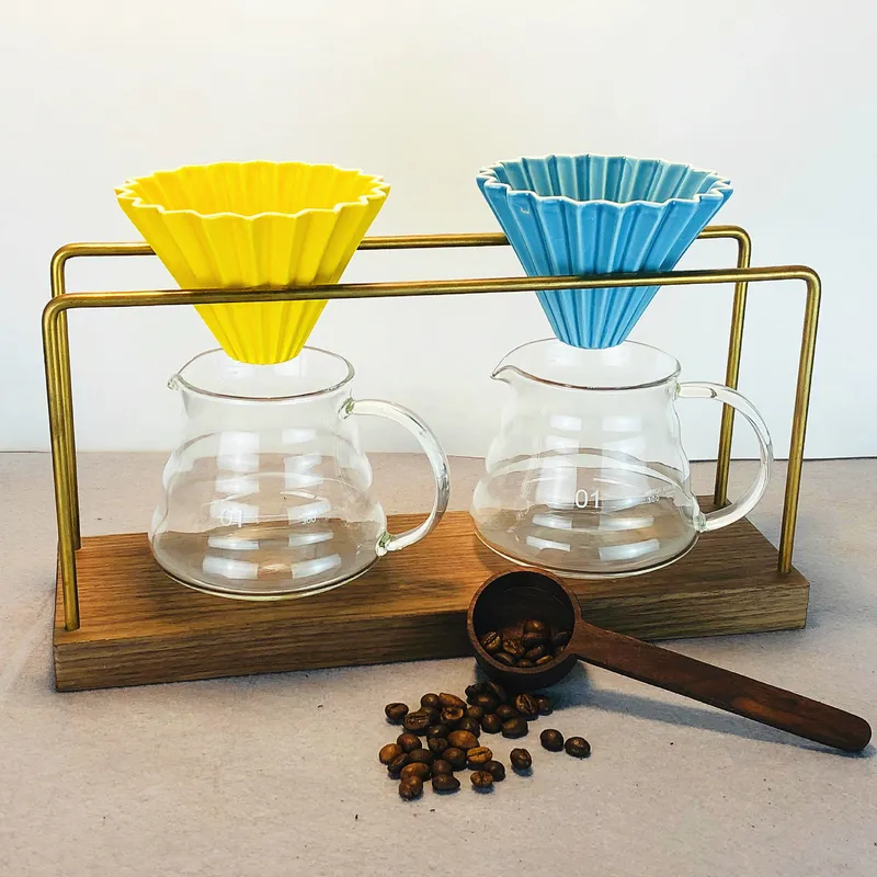 Coffee Equipment Filter - ที่วางกรองกาแฟทองเหลืองเชิงพาณิชย์ แบบหลายช่อง พร้อมที่วางแก้วแบบด้ามยาว ผลิตด้วยมือ สำหรับอุปกรณ์ร้านกาแฟและบาร์