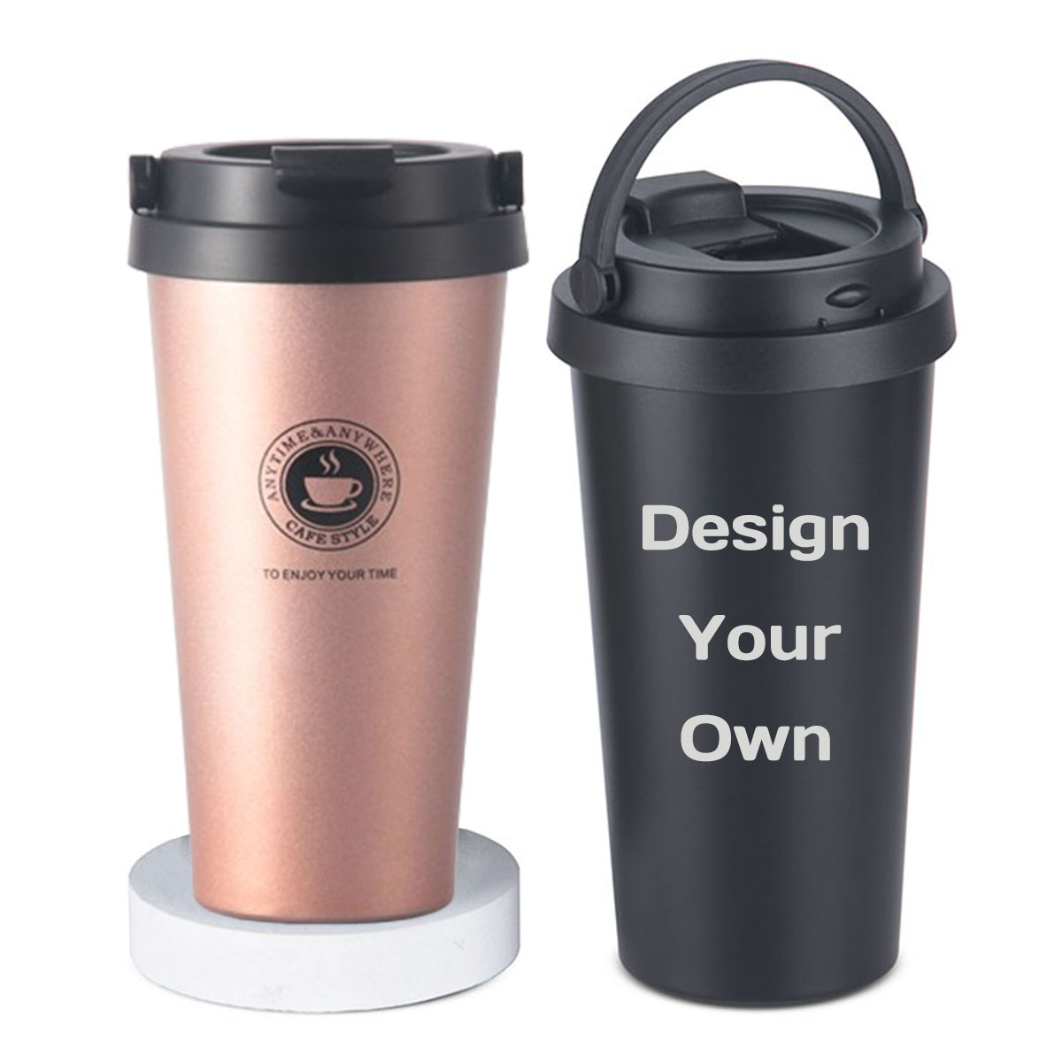 Coffee Equipment Gift - แก้วกาแฟเก็บความร้อนแบบพกพา 16 ออนซ์ ทำจากสแตนเลสสตีล 2 ชั้น