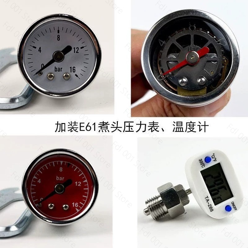 Pressure Gauge Espresso - ชุดอัพเกรดเครื่องชงกาแฟเอสเพรสโซ E61 พร้อมเกจวัดแรงดันและเทอร์โมมิเตอร์ จอแสดงผลคู่สำหรับแสดงอุณหภูมิและแรงดันแบบเรียลไทม์