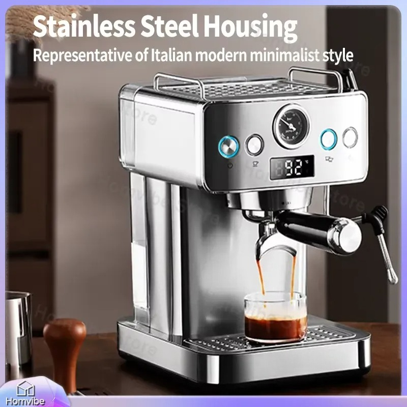 เครื่องชงกาแฟเอสเพรสโซแบบกึ่งอ - Pressure Gauge Espresso บทวิจารณ์และราคา