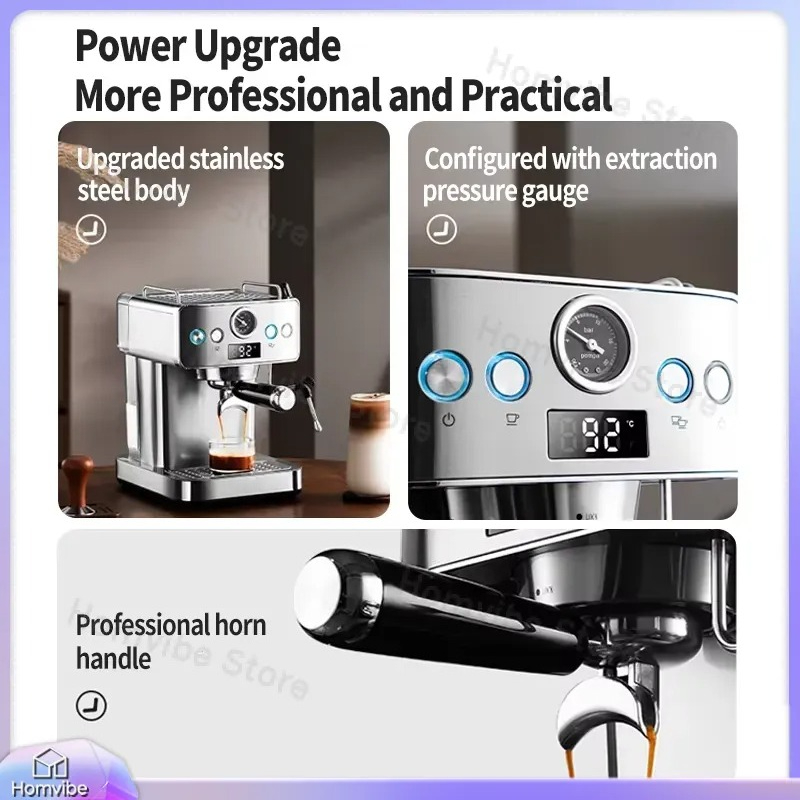 เครื่องชงกาแฟเอสเพรสโซแบบกึ่งอ - Pressure Gauge Espresso บทวิจารณ์และราคา